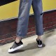 Mesh Breathable Strips Pattern Walking Sneakers - Black image