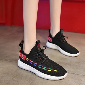 Double Stripes Color contrast Running Sneakers - Black  