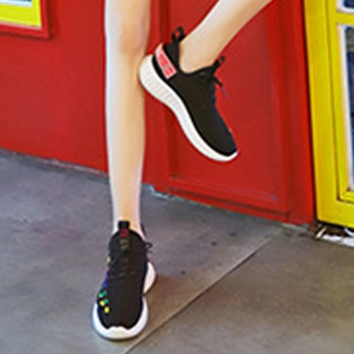 Double Stripes Color contrast Running Sneakers - Black image