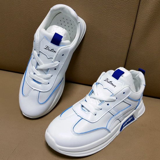 Blue Contrast Layers Casual Sports Shoes - White |image