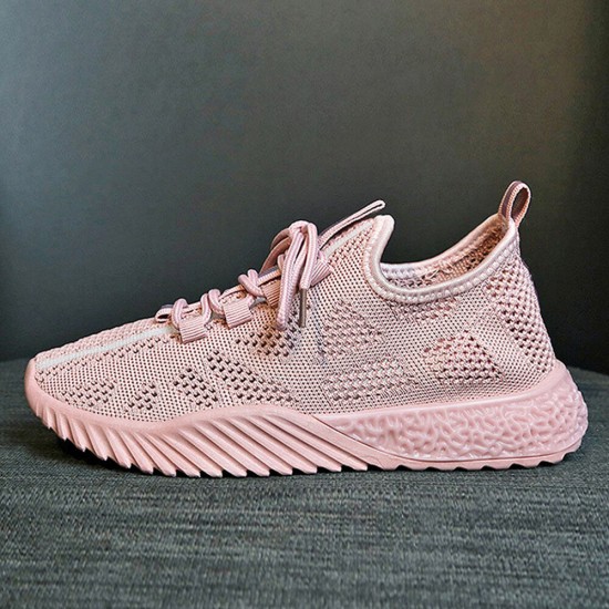 Women Flat Running Pink Laced Canvas Sneaker - Pink image