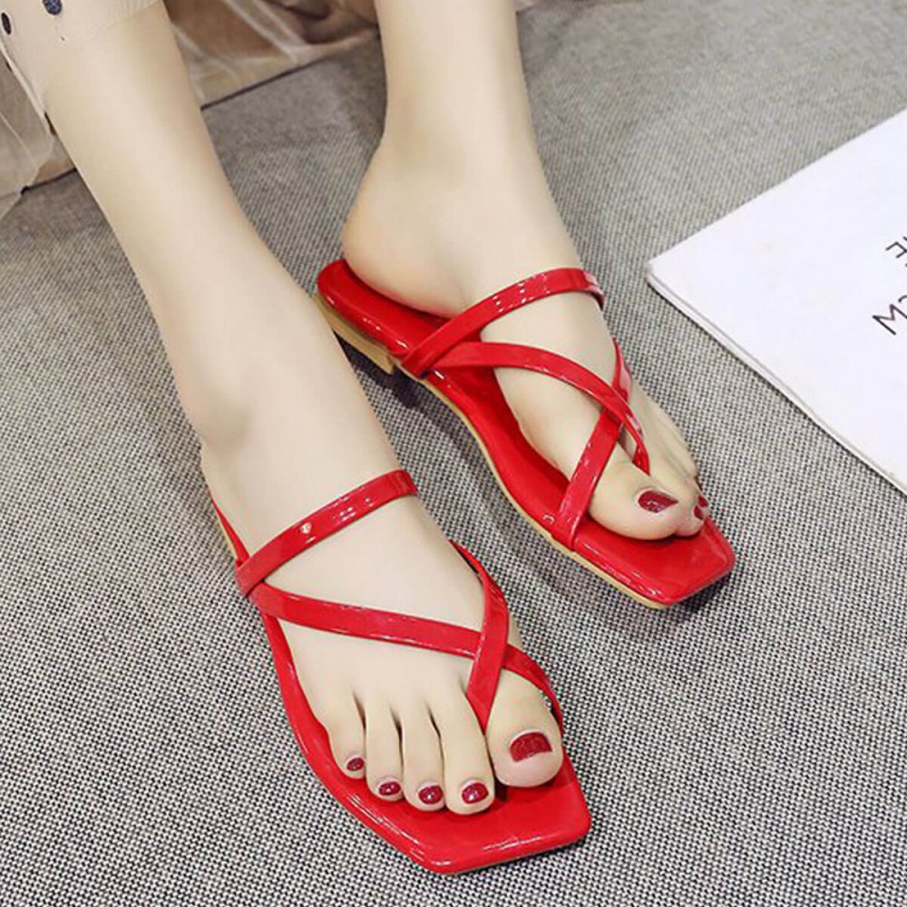 Buy Prom Flip Flops Flat Bottom Formal Sandals S-258 - Red | Look ...