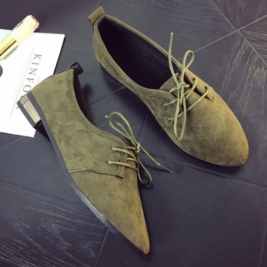 Buy Laces Up Pure Color Suede Leather 