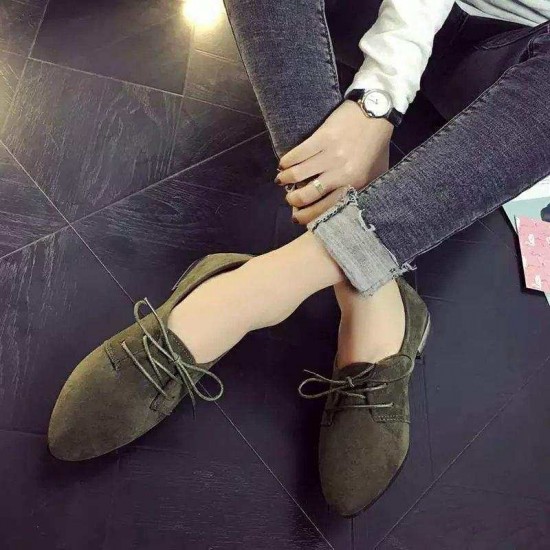 Pure Color Suede Leather Casual Shoes 