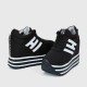 Thick Bottom Muffin Platform Laces Up Sneakers - Black image