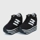 Thick Bottom Muffin Platform Laces Up Sneakers - Black image