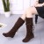 Suede-Look Rope Braided Stretchy High Boots - Brown