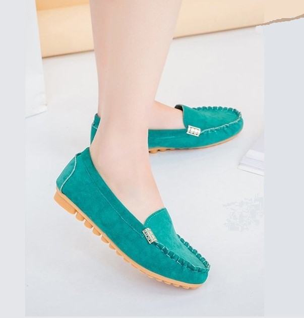 ladies green flat shoes