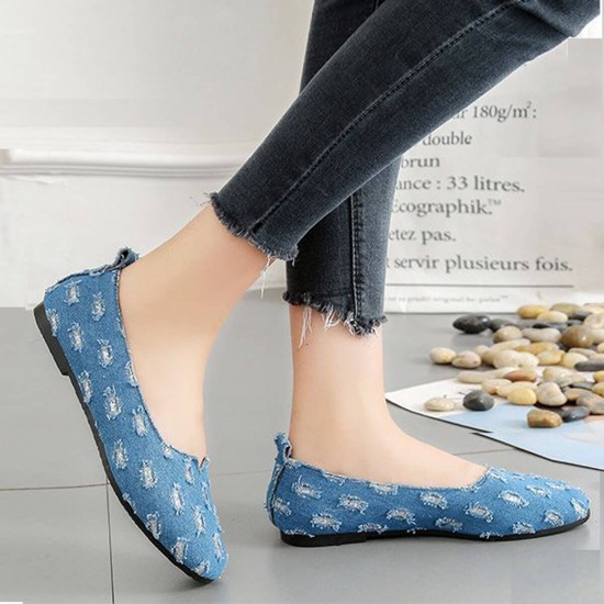 blue denim flats