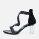 Open Toe Crystal Transparent High Heel Sandals - Black image
