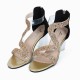 Open Toe Crystal Transparent High Heel Sandals - Gold image