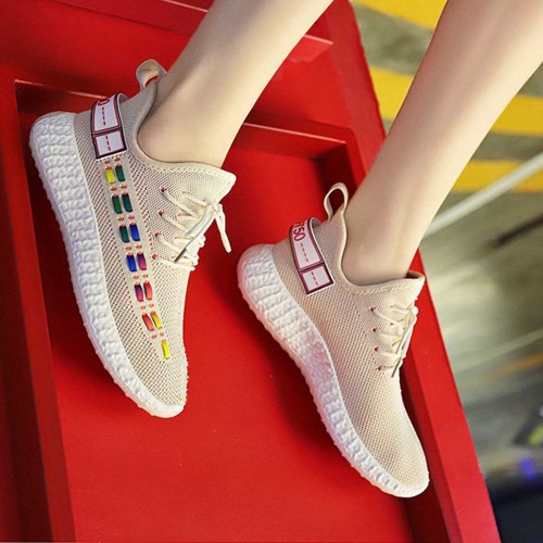 Double Stripes Color contrast Running Sneakers - Cream image