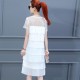 Fairy Short Sleeve Ruffled Tiered Midi Dress - White image