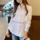 Long Sleeve Fairy High Elastic Waist Collar Shirt - White image