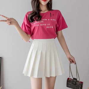 Tremor High Waist Elastic Pleated Mini Skirt - White