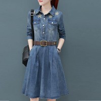 denim midi dress long sleeve