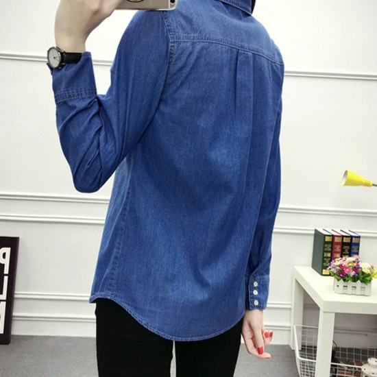 New Denim Dual Pocket Long Sleeve Shirt - Dark Blue image