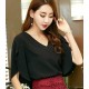 Women's Loose Butterfly Sleeves V-neck Casual Shirt 