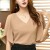 Women's Loose Butterfly Sleeves V-neck Casual Shirt - Brown