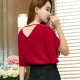 Sexy Loose Butterfly Sleeves V-neck Casual Shirt - Red image