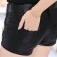 PU Leather Casual V Belt Black Skirt - Black image