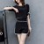 High Quality Elegant Chiffon Two Piece Dress- Black