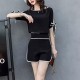 High Quality Elegant Chiffon Two Piece Dress- Black image
