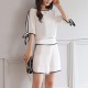 High Quality Elegant Chiffon Two Piece Dress- White image