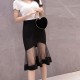 Fishtail Stretch Mesh Knee Length Mermaid Skirt - Black image