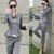 Plaid Casual Cotton and Linen Two piece Suit - Grey 