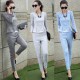 Plaid Casual Cotton and Linen Two piece Suit - Light Blue image