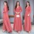 Thin Waist Chiffon Long-Sleeved Maxi Dress – Red