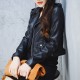 Elegent Bright Color Casual PU Leather Jacket - Black image