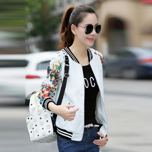 Floral Blackpink Streetwear Long Sleeve Jacket - White image