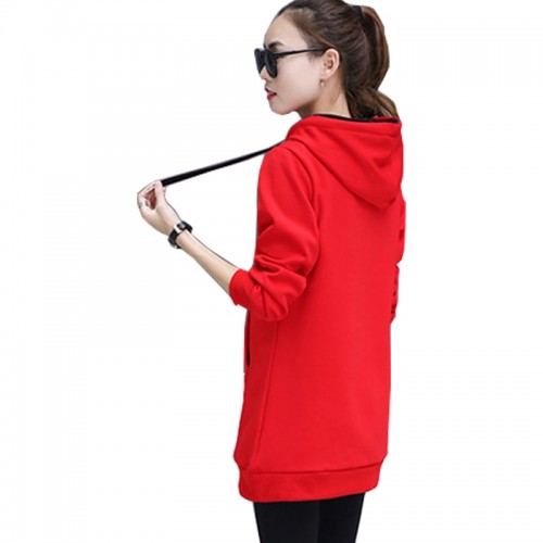 Elegant Long Sleeve Tide Striped Red Sweater - Red image