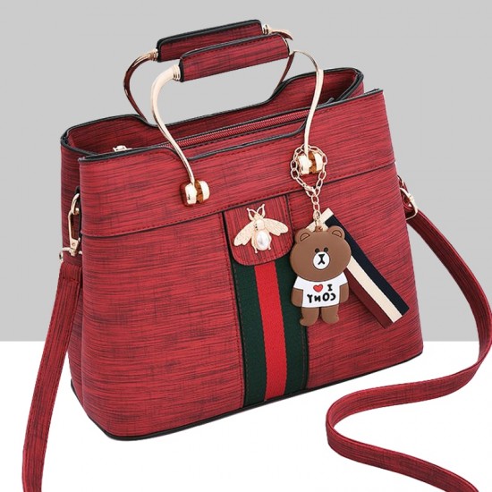 Designer Contras Shoulder Bucket Bag-Red image