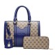 Designer Pattern Contrast Two Piece Handbag Set-Blue image
