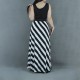 Stylish Striped Print Sleeveless Long Dress - Black 