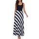 Stylish Striped Print Sleeveless Long Dress - Black image