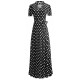 Short Sleeved Polka Dot Long Maxi Dress-Black |image