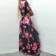 Elegant Floral print short sleeved Maxi Dress-Black image