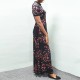 Floral A-Line Short Sleeved Maxi Dress - Black image