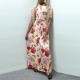 Retro Floral Printed Short Sleeved Maxi Dress-Yellow image