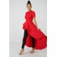 Asymmetric Short Sleeve Evening Dress -Red image
