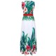 Mexican Style Chiffon Floral Sleeveless Maxi Dress 
