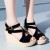 Roman Style Cross Strap Buckle Wedge Sandals -Black