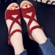 Roman Style Cross Strap Buckle Wedge Sandals -Red image