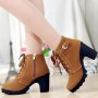 Martin Style Round Toe Lace up Ankle Boots -Brown