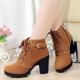 Martin Style Round Toe Lace up Ankle Boots -Brown image