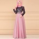 Vintage Style High Waist Arabic Maxi Dress- Pink image